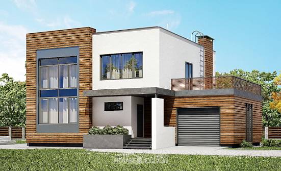 220-003-П Проект двухэтажного дома и гаражом, современный домик из бризолита Горно-Алтайск | Проекты домов от House Expert