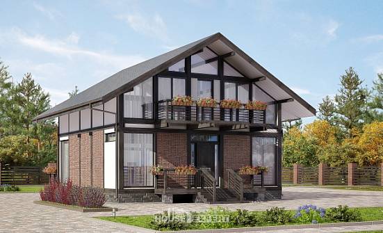 170-007-П Проект двухэтажного дома с мансардным этажом, доступный коттедж из дерева Горно-Алтайск | Проекты домов от House Expert