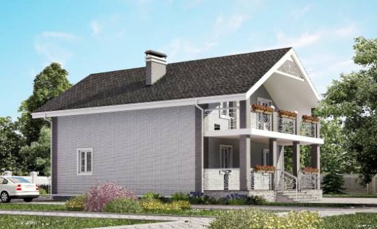 150-007-П Проект двухэтажного дома мансардой, скромный домик из блока Горно-Алтайск | Проекты домов от House Expert