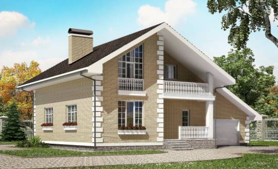 190-005-П Проект двухэтажного дома с мансардным этажом, гараж, уютный дом из газобетона Горно-Алтайск | Проекты домов от House Expert