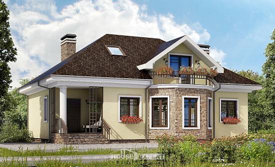 150-008-Л Проект двухэтажного дома с мансардой, небольшой загородный дом из газосиликатных блоков Горно-Алтайск | Проекты домов от House Expert
