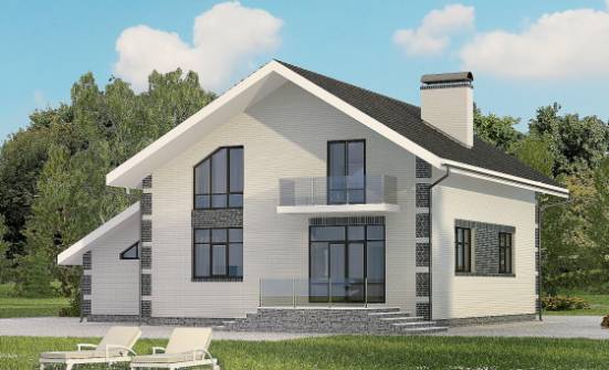 180-001-П Проект двухэтажного дома мансардой, гараж, скромный коттедж из пеноблока Горно-Алтайск | Проекты домов от House Expert