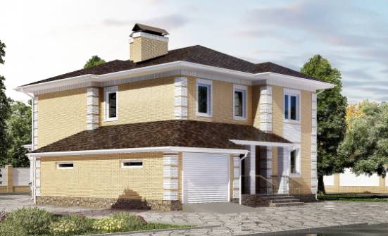 220-006-Л Проект двухэтажного дома, гараж, средний коттедж из блока Горно-Алтайск | Проекты домов от House Expert