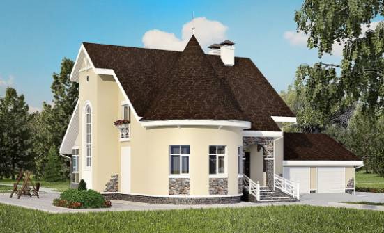275-001-Л Проект двухэтажного дома с мансардой и гаражом, красивый загородный дом из кирпича Горно-Алтайск | Проекты домов от House Expert