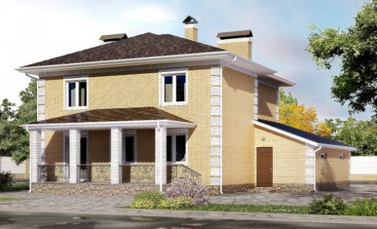 220-006-Л Проект двухэтажного дома, гараж, средний коттедж из блока Горно-Алтайск | Проекты домов от House Expert