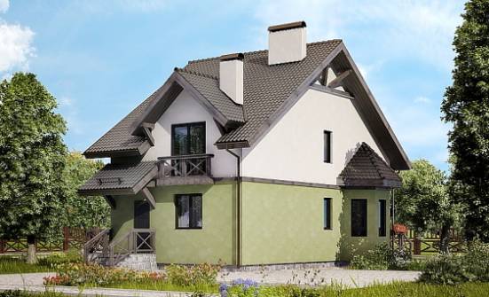 120-003-П Проект двухэтажного дома с мансардой, экономичный загородный дом из теплоблока Горно-Алтайск | Проекты домов от House Expert