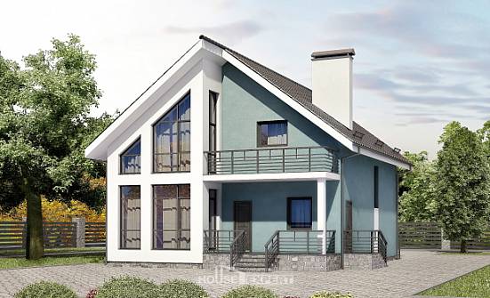 170-006-П Проект двухэтажного дома мансардный этаж, красивый загородный дом из блока Горно-Алтайск | Проекты домов от House Expert