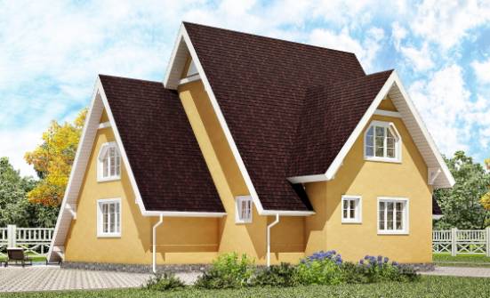 155-008-П Проект двухэтажного дома мансардный этаж, компактный домик из бревен Горно-Алтайск | Проекты домов от House Expert