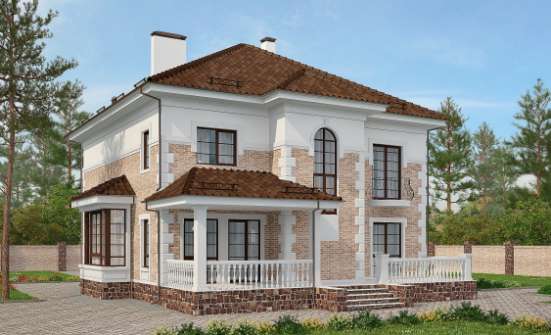 220-008-П Проект двухэтажного дома, современный коттедж из кирпича Горно-Алтайск | Проекты домов от House Expert
