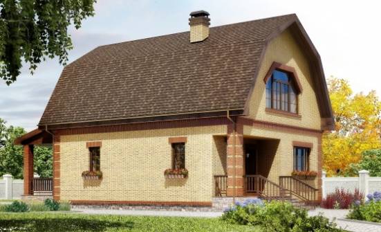 130-005-Л Проект двухэтажного дома мансардой, бюджетный коттедж из блока Горно-Алтайск | Проекты домов от House Expert