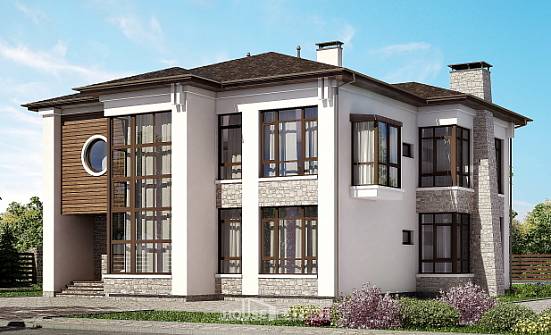 300-005-П Проект двухэтажного дома, современный коттедж из кирпича Горно-Алтайск | Проекты домов от House Expert