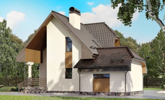 150-001-Л Проект двухэтажного дома с мансардным этажом, гараж, скромный домик из теплоблока Горно-Алтайск | Проекты домов от House Expert