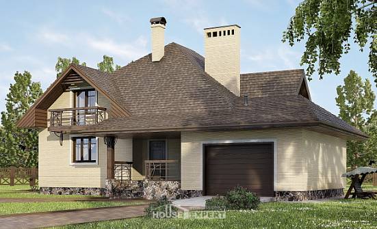 275-003-П Проект двухэтажного дома с мансардой, гараж, современный домик из кирпича Горно-Алтайск | Проекты домов от House Expert