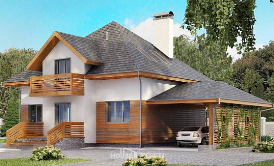 155-004-П Проект двухэтажного дома с мансардным этажом и гаражом, доступный загородный дом из теплоблока Горно-Алтайск | Проекты домов от House Expert