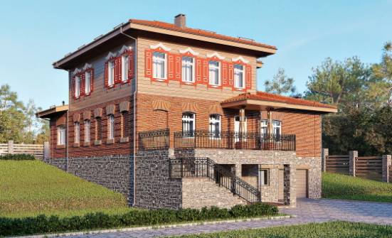 380-002-Л Проект трехэтажного дома, гараж, огромный коттедж из кирпича Горно-Алтайск | Проекты домов от House Expert