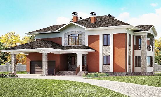 400-002-Л Проект двухэтажного дома, гараж, уютный домик из кирпича Горно-Алтайск | Проекты домов от House Expert