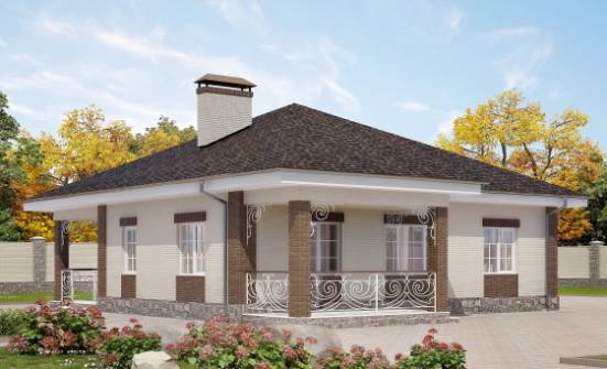 100-004-Л Проект одноэтажного дома, классический коттедж из теплоблока Горно-Алтайск | Проекты домов от House Expert