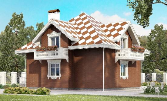 155-003-Л Проект двухэтажного дома с мансардным этажом, гараж, классический загородный дом из бризолита Горно-Алтайск | Проекты домов от House Expert