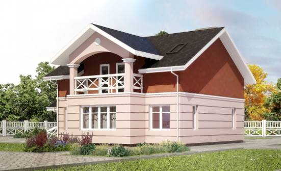 155-009-Л Проект двухэтажного дома с мансардой, скромный домик из блока Горно-Алтайск | Проекты домов от House Expert