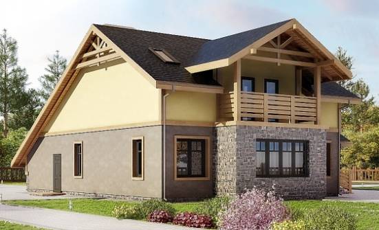 180-011-П Проект двухэтажного дома с мансардой, гараж, доступный коттедж из блока Горно-Алтайск | Проекты домов от House Expert