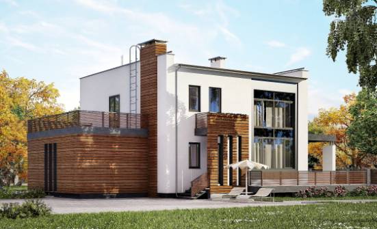 220-003-П Проект двухэтажного дома и гаражом, современный домик из бризолита Горно-Алтайск | Проекты домов от House Expert