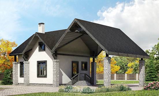 060-001-П Проект двухэтажного дома с мансардой, гараж, экономичный дом из бризолита Горно-Алтайск | Проекты домов от House Expert