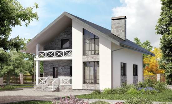 155-001-Л Проект двухэтажного дома мансардный этаж, гараж, уютный домик из твинблока Горно-Алтайск | Проекты домов от House Expert