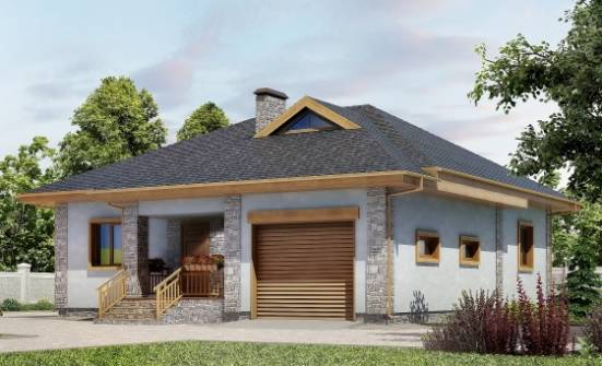 130-006-П Проект одноэтажного дома, гараж, компактный загородный дом из пеноблока Горно-Алтайск | Проекты домов от House Expert