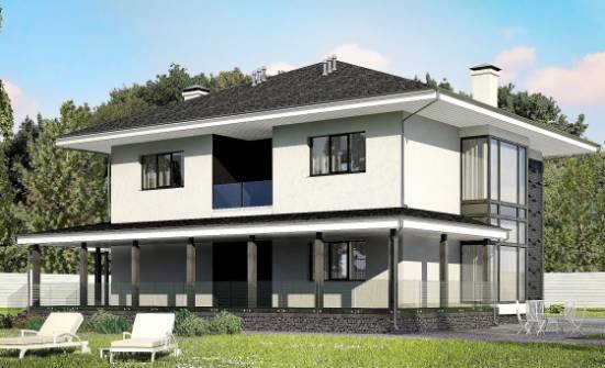 245-002-П Проект двухэтажного дома, гараж, уютный дом из блока Горно-Алтайск | Проекты домов от House Expert