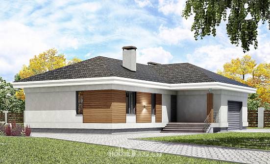165-001-П Проект одноэтажного дома, гараж, экономичный коттедж из пеноблока Горно-Алтайск | Проекты домов от House Expert