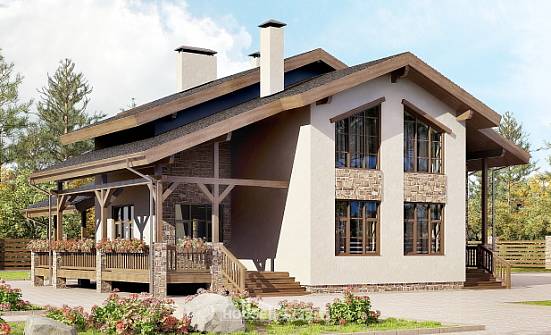 240-003-Л Проект двухэтажного дома с мансардным этажом, красивый загородный дом из кирпича Горно-Алтайск | Проекты домов от House Expert