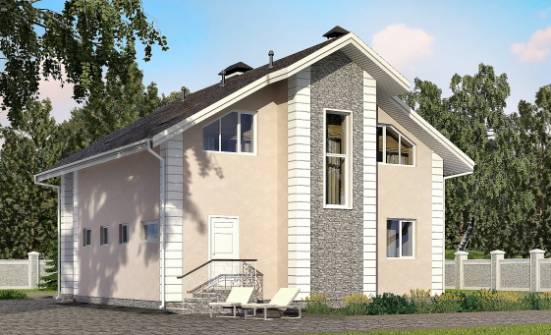 150-002-П Проект двухэтажного дома с мансардным этажом, гараж, компактный загородный дом из пеноблока Горно-Алтайск | Проекты домов от House Expert