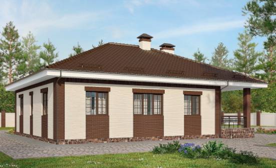 160-015-П Проект одноэтажного дома и гаражом, недорогой коттедж из поризованных блоков Горно-Алтайск | Проекты домов от House Expert