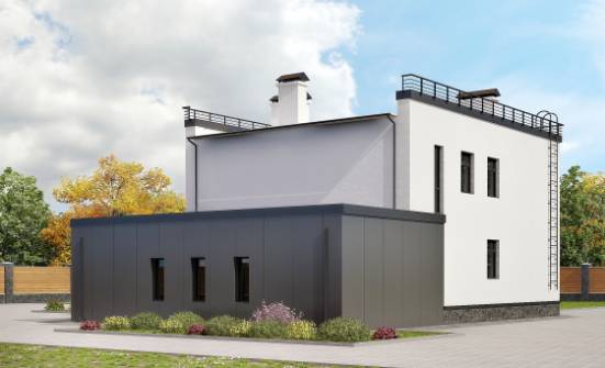 260-002-П Проект двухэтажного дома и гаражом, современный коттедж из теплоблока Горно-Алтайск | Проекты домов от House Expert