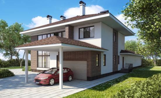 340-001-П Проект двухэтажного дома, гараж, просторный домик из кирпича Горно-Алтайск | Проекты домов от House Expert