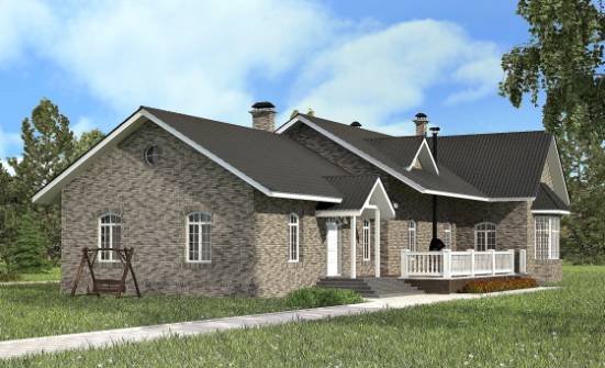 195-001-П Проект одноэтажного дома, классический загородный дом из кирпича Горно-Алтайск | Проекты одноэтажных домов от House Expert