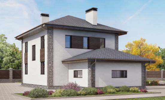 185-004-Л Проект двухэтажного дома и гаражом, средний домик из бризолита Горно-Алтайск | Проекты домов от House Expert