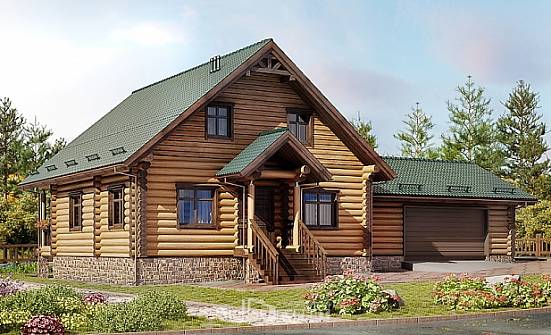 270-002-П Проект двухэтажного дома мансардой и гаражом, огромный загородный дом из дерева Горно-Алтайск | Проекты домов от House Expert
