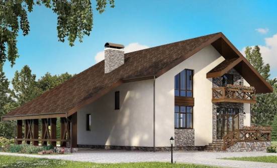 155-007-П Проект двухэтажного дома мансардой и гаражом, уютный домик из газобетона Горно-Алтайск | Проекты домов от House Expert