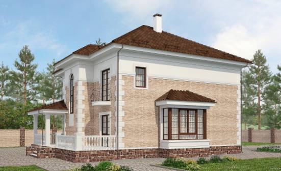 220-008-П Проект двухэтажного дома, современный коттедж из кирпича Горно-Алтайск | Проекты домов от House Expert