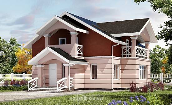 155-009-Л Проект двухэтажного дома с мансардой, скромный домик из блока Горно-Алтайск | Проекты домов от House Expert