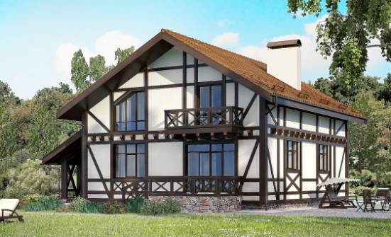 155-002-П Проект двухэтажного дома с мансардой, гараж, уютный загородный дом из блока Горно-Алтайск | Проекты домов от House Expert