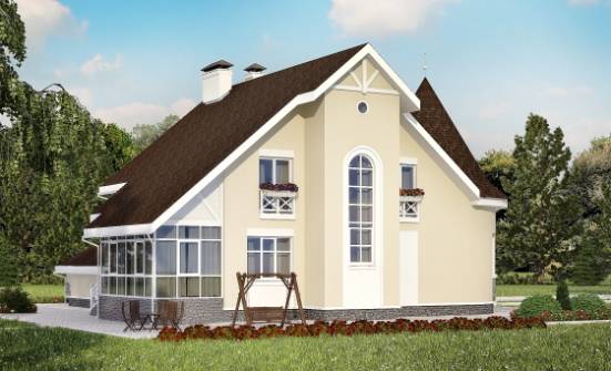 275-001-Л Проект двухэтажного дома с мансардой и гаражом, красивый загородный дом из кирпича Горно-Алтайск | Проекты домов от House Expert