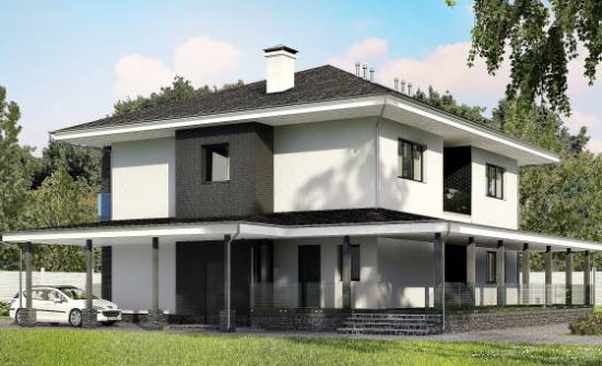245-002-П Проект двухэтажного дома, гараж, уютный дом из блока Горно-Алтайск | Проекты домов от House Expert