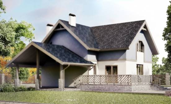 150-011-П Проект двухэтажного дома с мансардным этажом, гараж, уютный дом из газобетона Горно-Алтайск | Проекты домов от House Expert