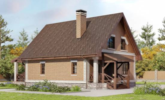 160-011-Л Проект двухэтажного дома с мансардой, скромный коттедж из блока Горно-Алтайск | Проекты домов от House Expert