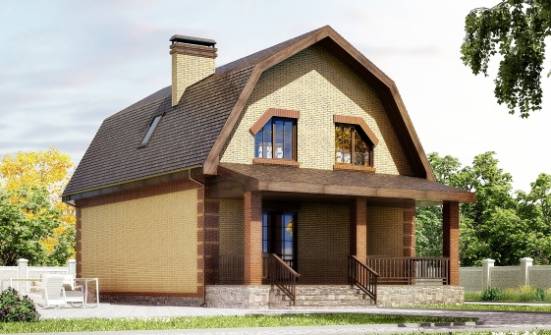 130-005-Л Проект двухэтажного дома мансардой, бюджетный коттедж из блока Горно-Алтайск | Проекты домов от House Expert
