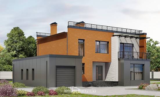 260-002-Л Проект двухэтажного дома, гараж, огромный загородный дом из твинблока Горно-Алтайск | Проекты домов от House Expert