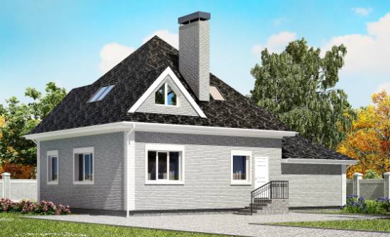 135-001-Л Проект двухэтажного дома мансардой, гараж, уютный коттедж из кирпича Горно-Алтайск | Проекты домов от House Expert