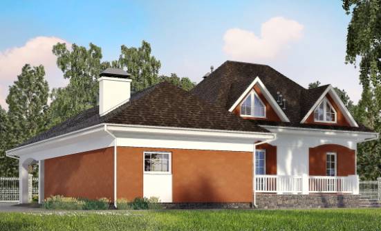 180-007-П Проект двухэтажного дома мансардой и гаражом, недорогой коттедж из теплоблока Горно-Алтайск | Проекты домов от House Expert